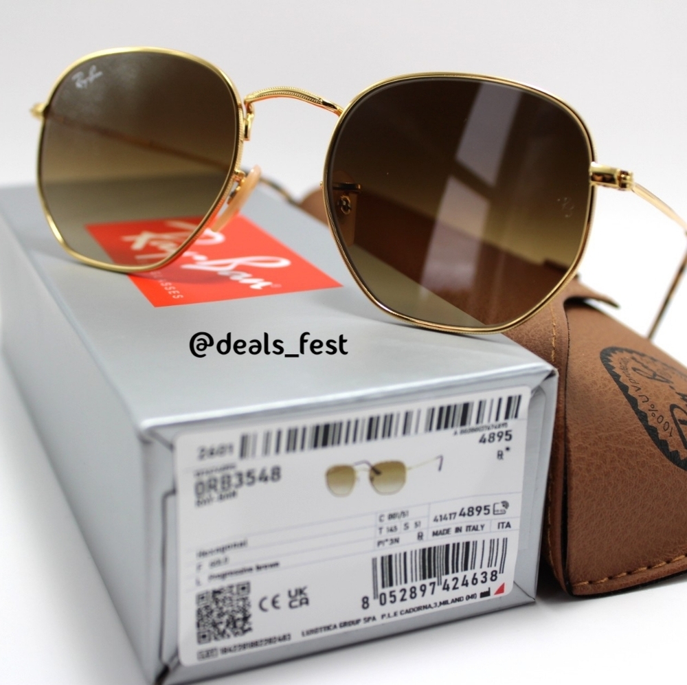 Model Display Ray-Ban Hexagonal Gradient Brown Rb… - image 2